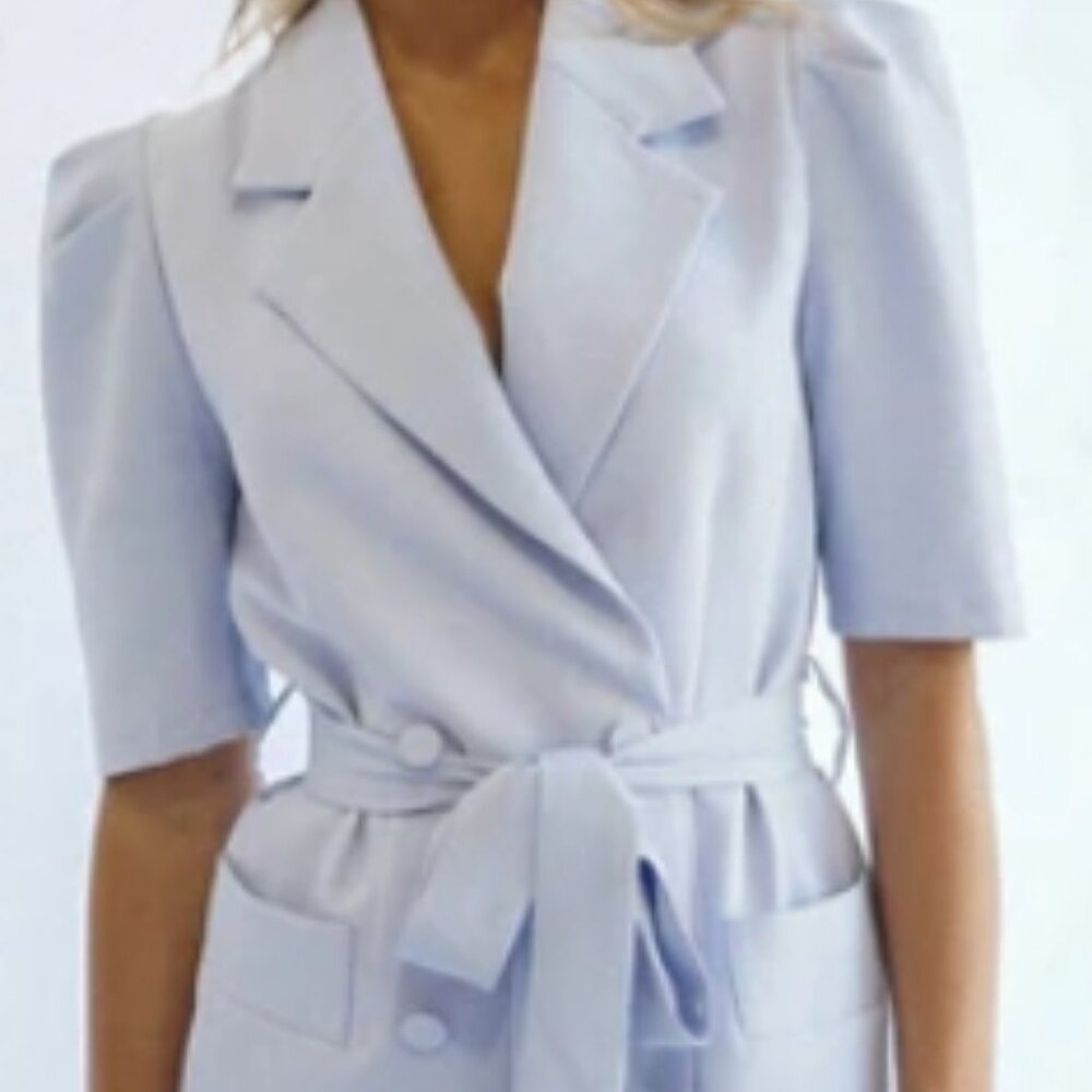 Yllw Randy puff-sleeve periwinkle blazer mini dress size XL, NWT